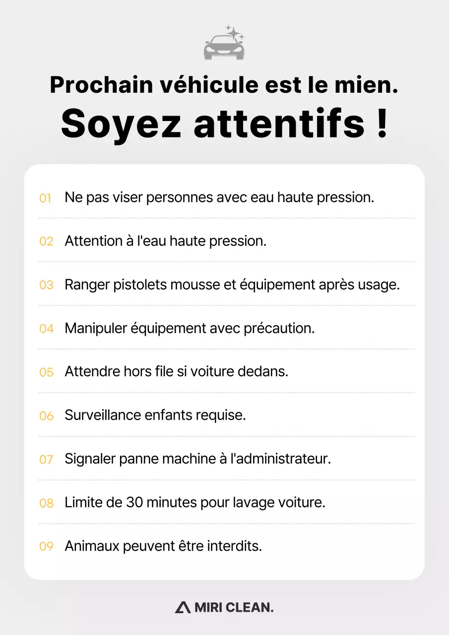 Guide de sécurité du lave-auto Gray Clean