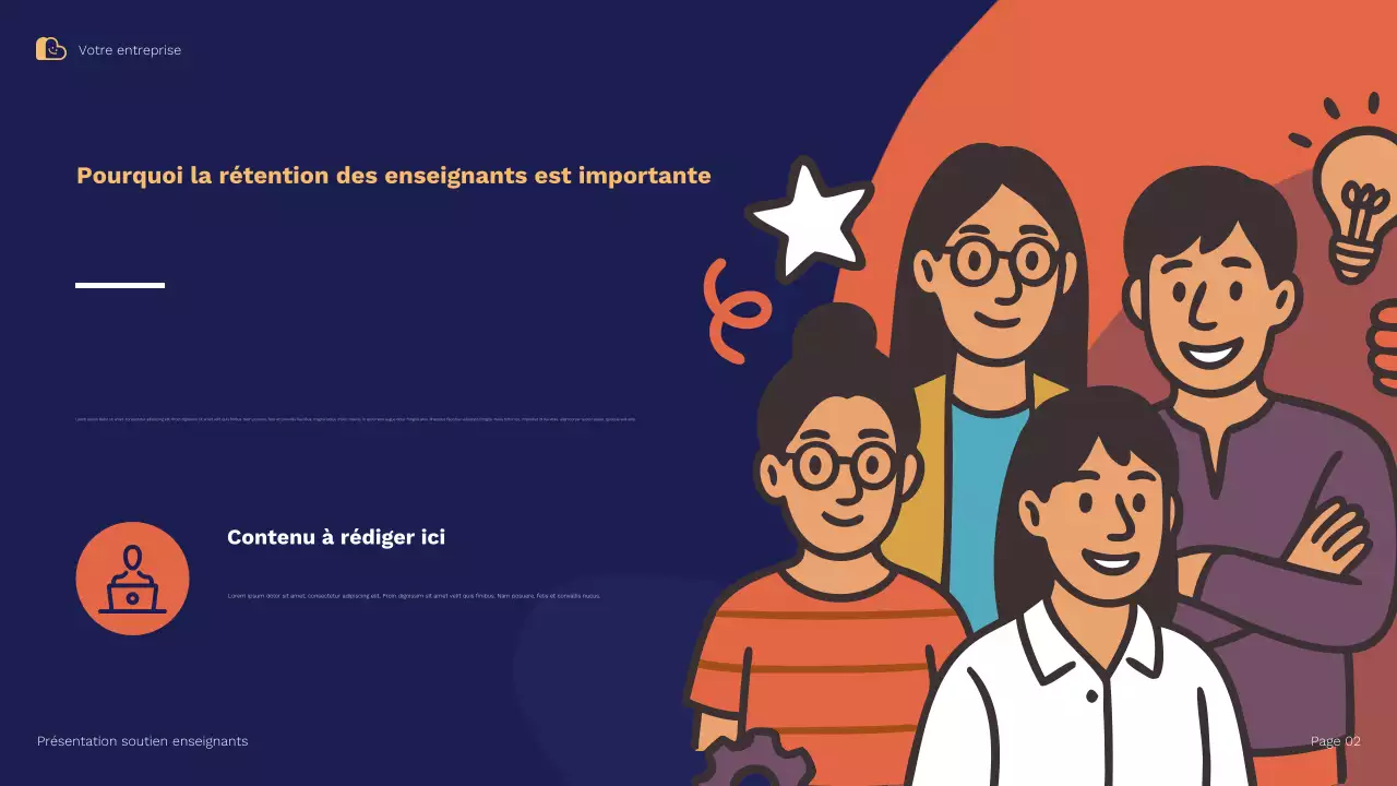 Présentation illustrative de Blue Orange sur les stratégies de soutien et de rétention des enseignants