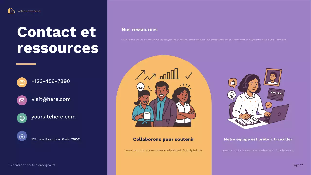 Présentation illustrative de Blue Orange sur les stratégies de soutien et de rétention des enseignants