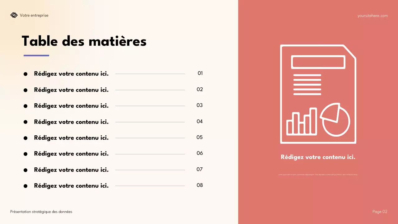 Présentation stratégique simple et moderne des données