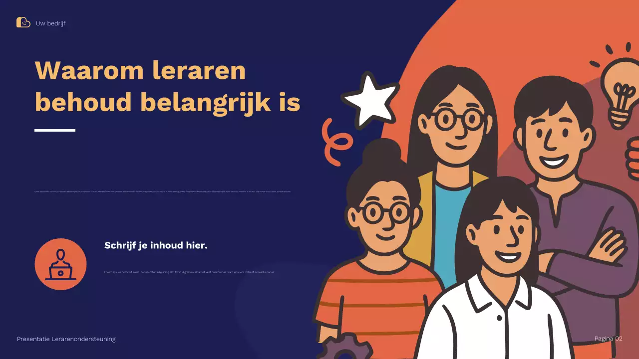 Presentatie van de Blue Orange Illustratieve Ondersteunings- en Retentiestrategieën voor Leraren