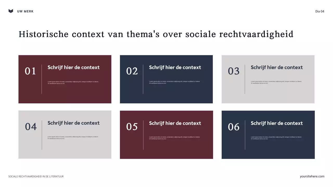 Presentatie over klassieke sociale rechtvaardigheid in de literatuur over marine en kastanjebruin