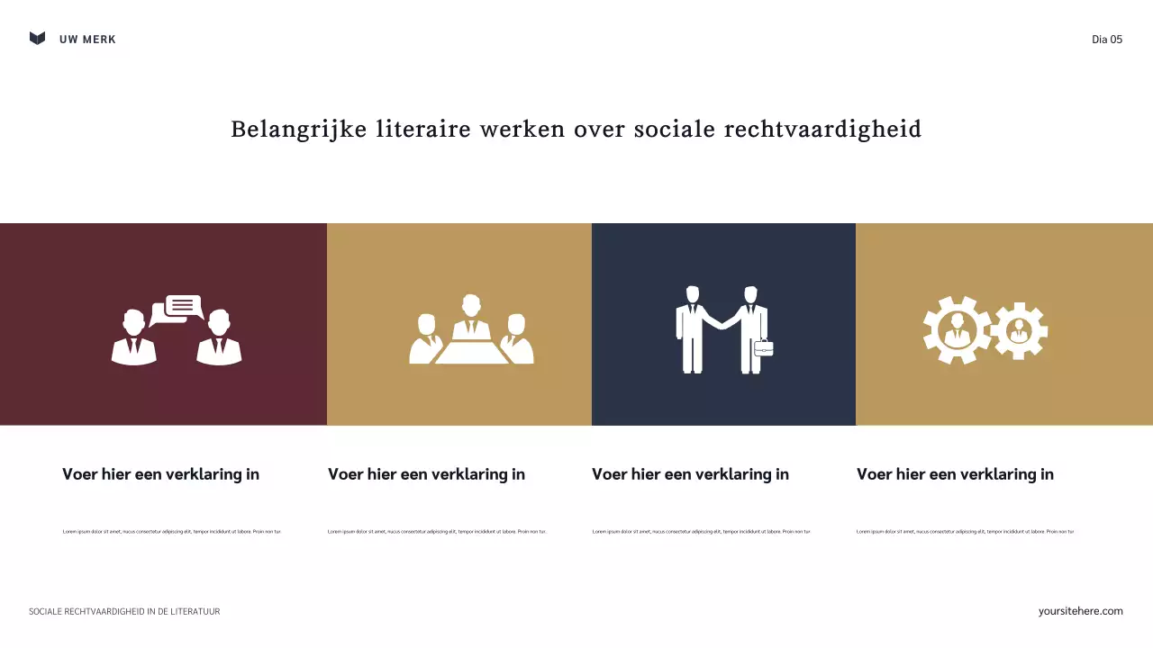 Presentatie over klassieke sociale rechtvaardigheid in de literatuur over marine en kastanjebruin
