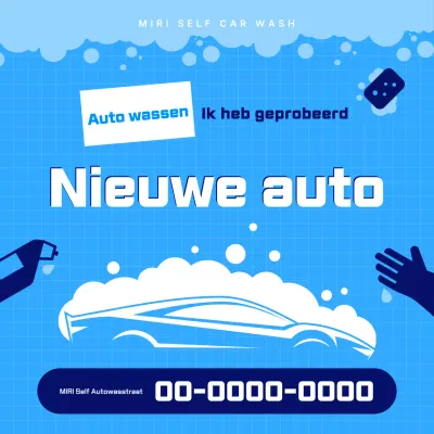 Blauwe Moderne Autowas Promotie