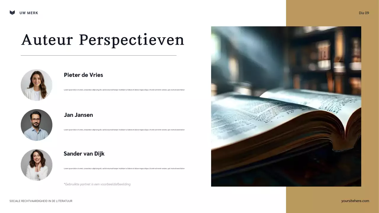 Presentatie over klassieke sociale rechtvaardigheid in de literatuur over marine en kastanjebruin