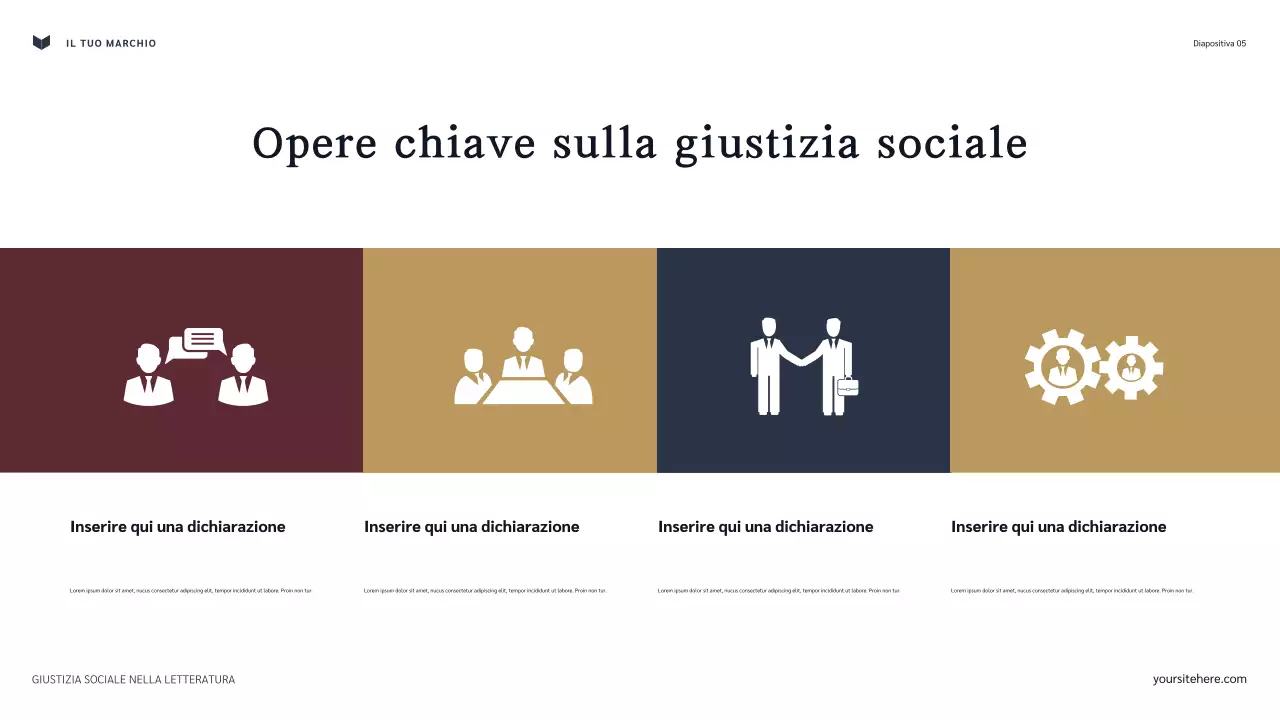 Presentazione del classico della giustizia sociale nella letteratura Navy and Maroon