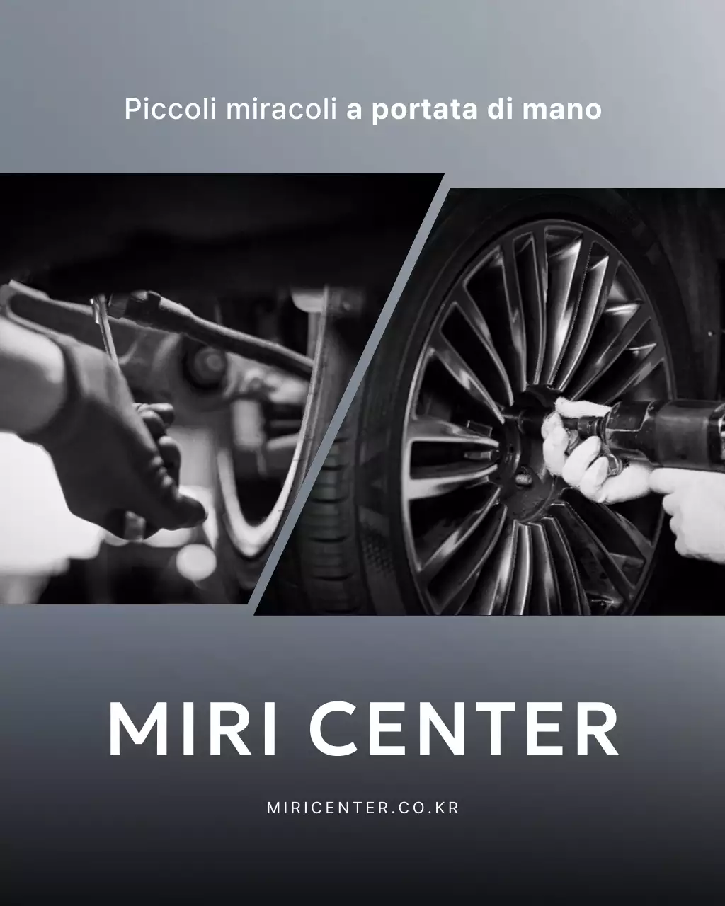Annuncio pubblicitario di riparazione auto moderna grigia