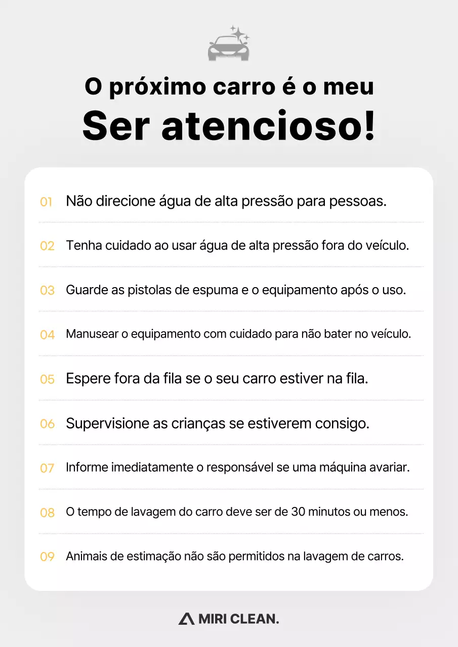 Guia de segurança para lavagem de carros Gray Clean