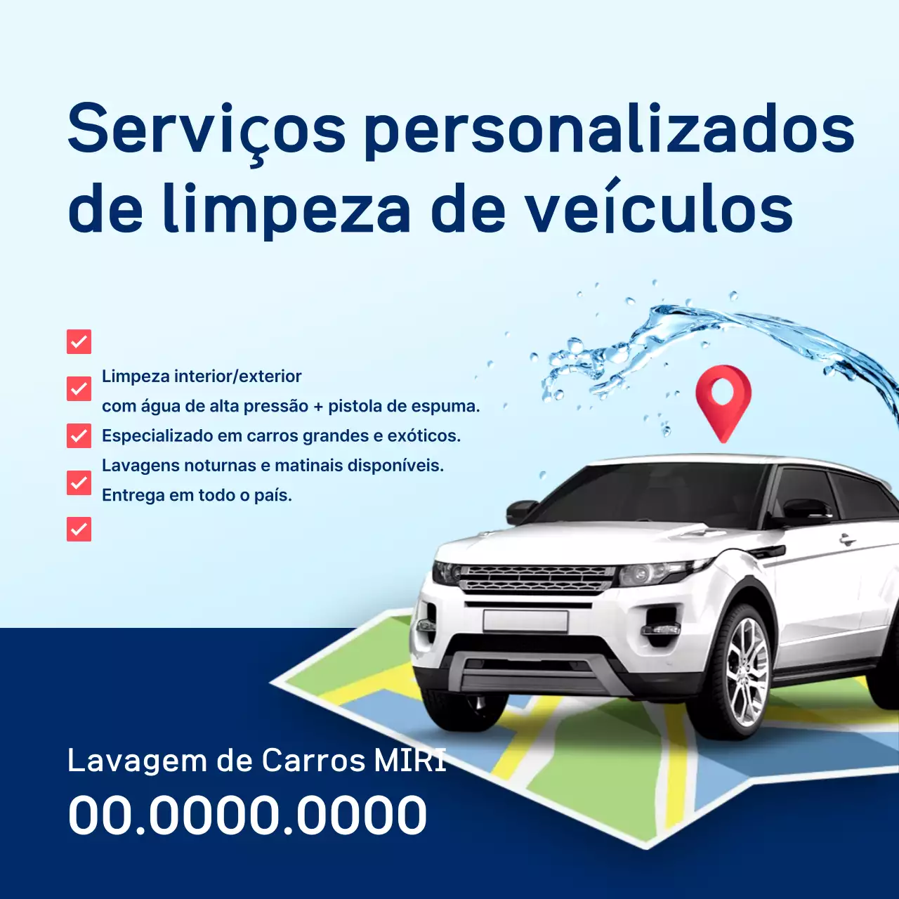 Promoção do serviço de lavagem de carros Sky Blue Modern
