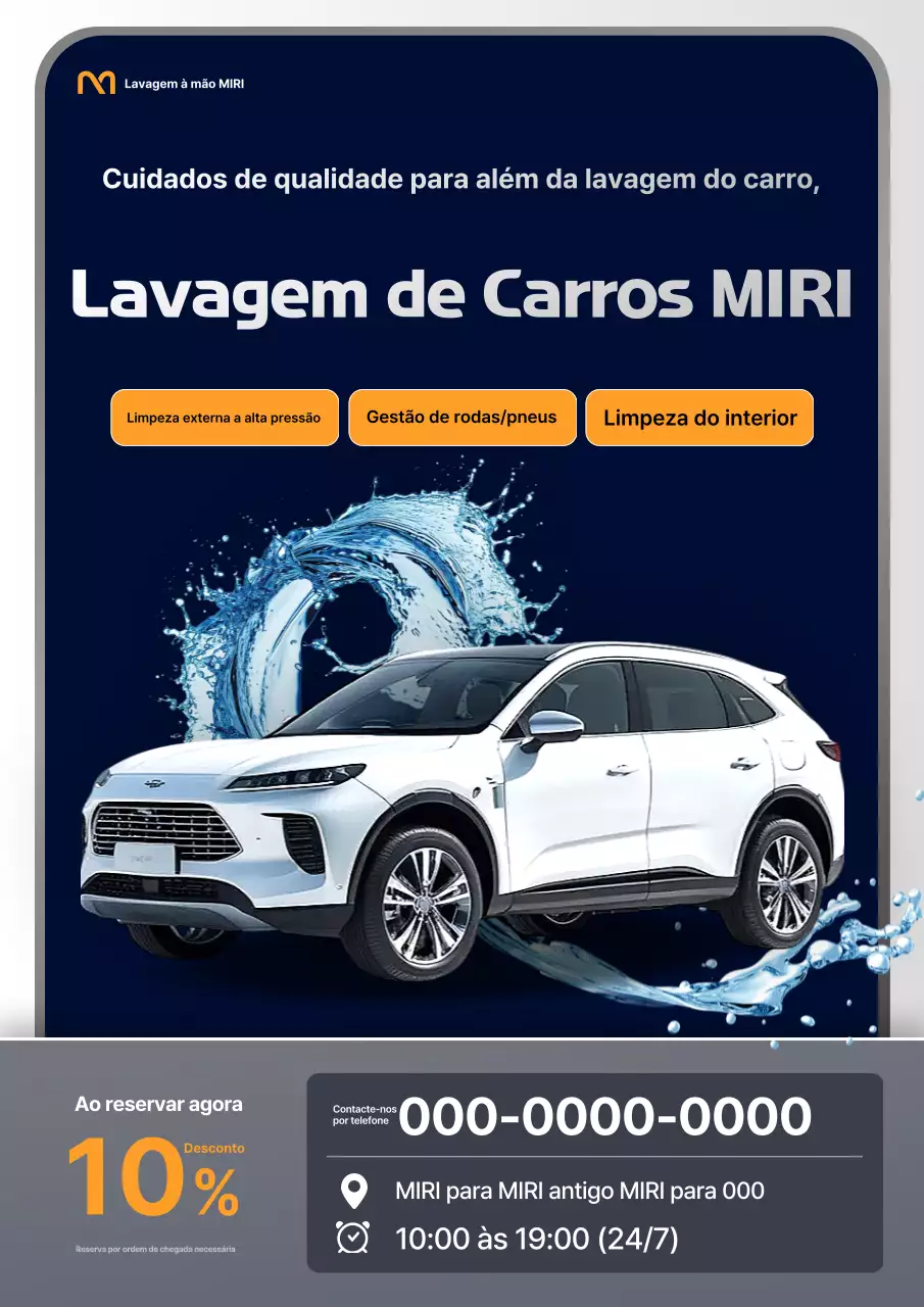 Anúncio de Lavagem de Carros Moderna Azul