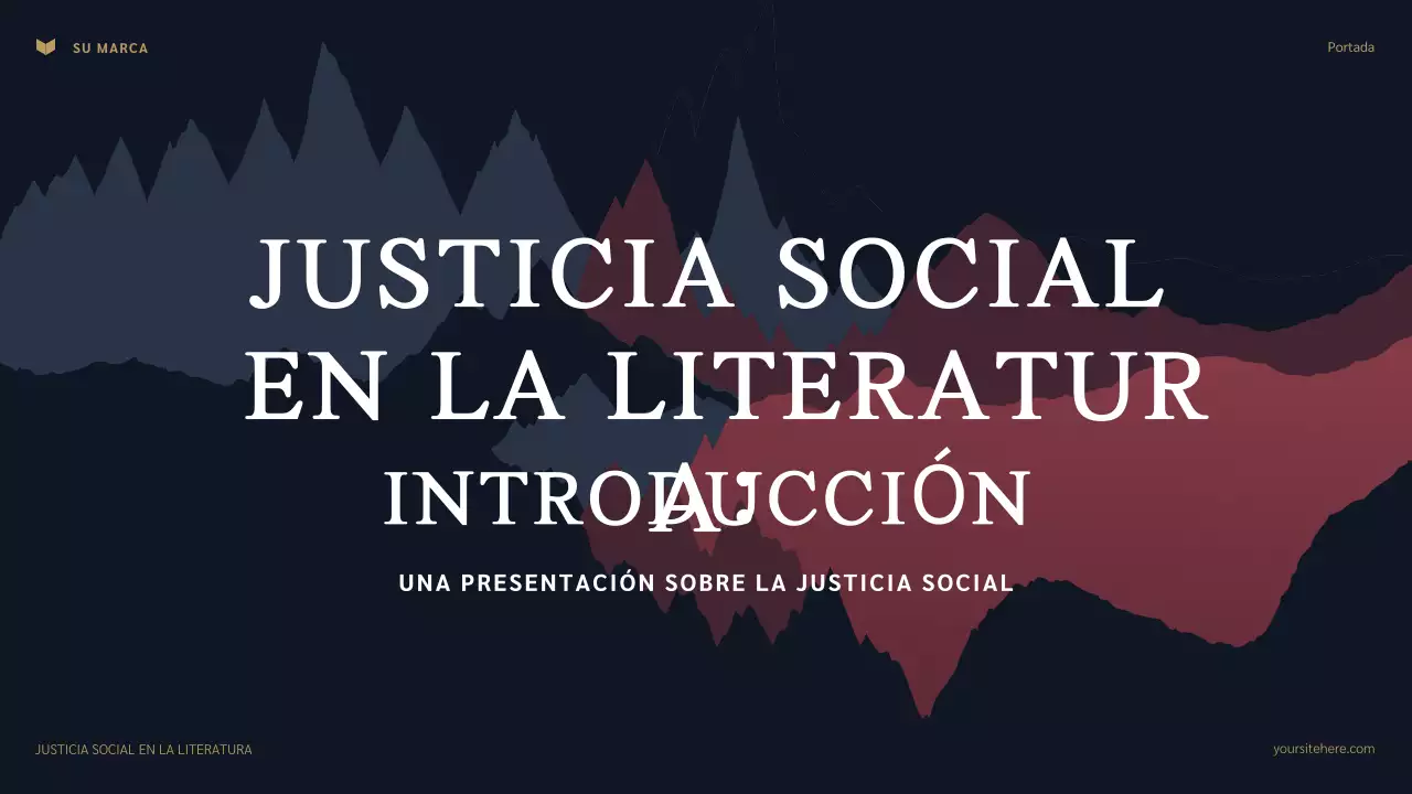 Presentación de la justicia social clásica en la literatura en azul marino y granate