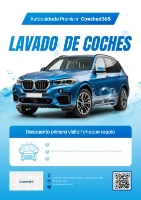 Anuncio de lavado de autos moderno azul