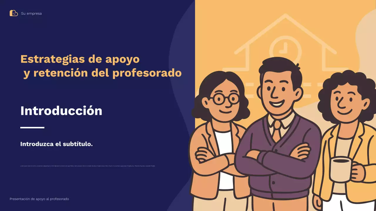Presentación ilustrativa de estrategias de apoyo y retención docente de Blue Orange