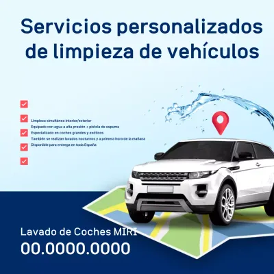 Promoción del servicio de lavado de autos moderno Sky Blue