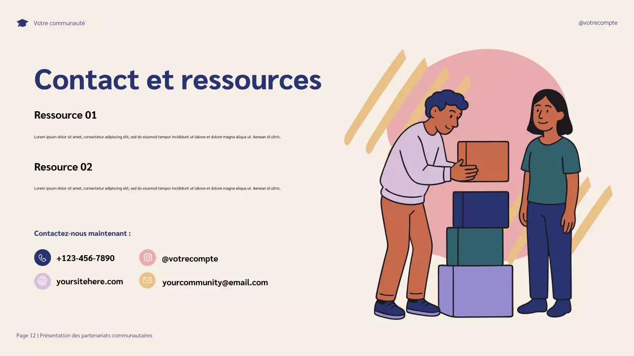 Présentation illustrative des partenariats communautaires bleus et violets pour la réussite des étudiants