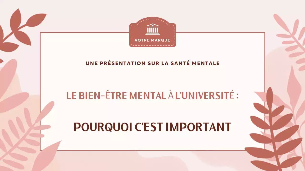 Présentation sur le bien-être mental esthétique beige à l'université