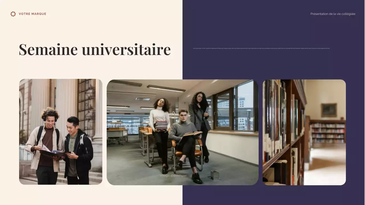Présentation de la vie universitaire beige et bleue