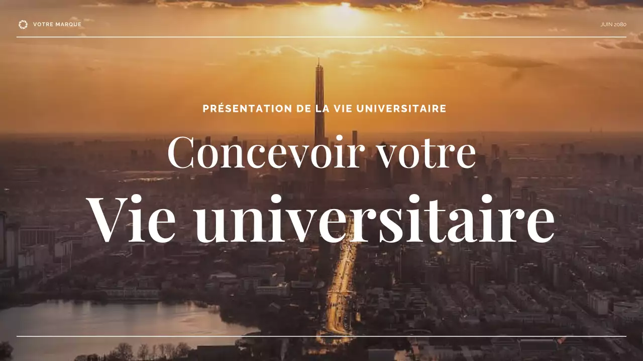Présentation de la vie universitaire beige et bleue