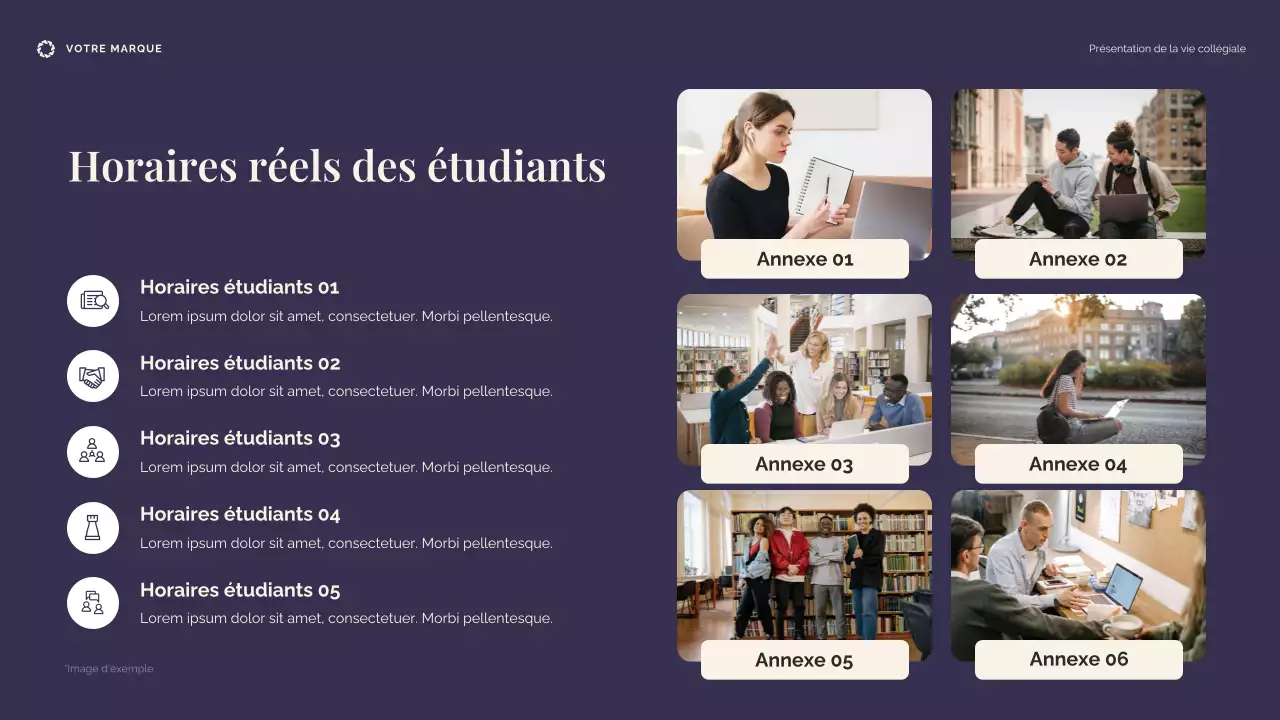 Présentation de la vie universitaire beige et bleue