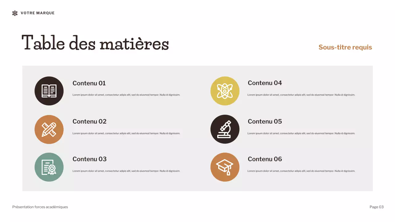 Présentation de la force académique de l'illustration moderne brune