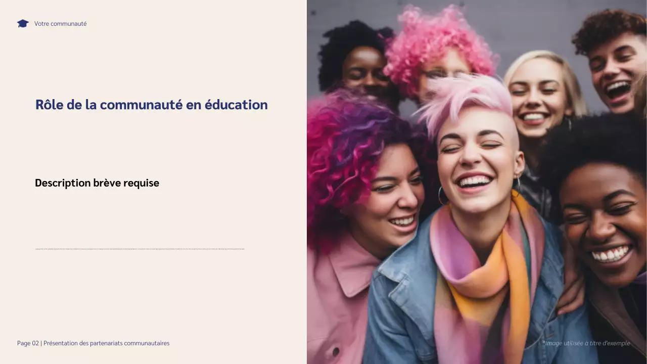 Présentation illustrative des partenariats communautaires bleus et violets pour la réussite des étudiants