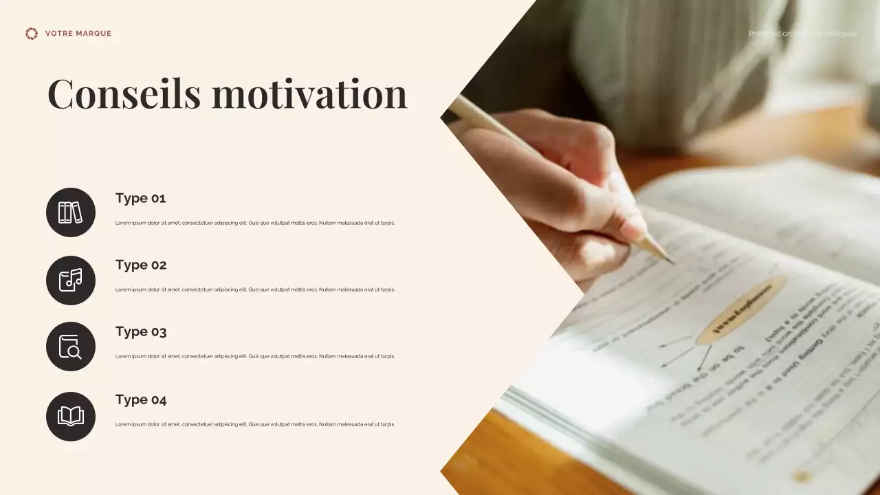 Présentation de la vie universitaire beige et bleue