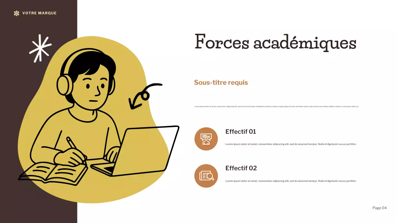 Présentation de la force académique de l'illustration moderne brune