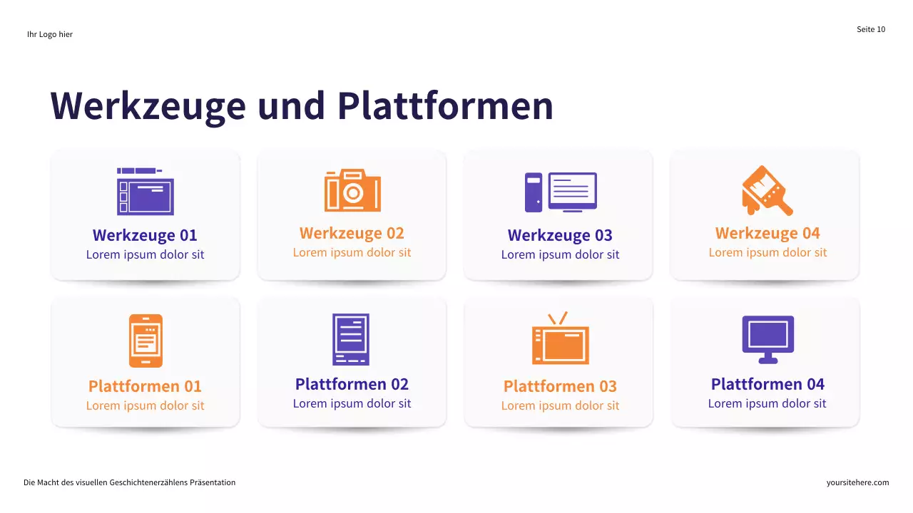 Lila und Orange Illustrative Präsentation „Die Macht des visuellen Geschichtenerzählens“