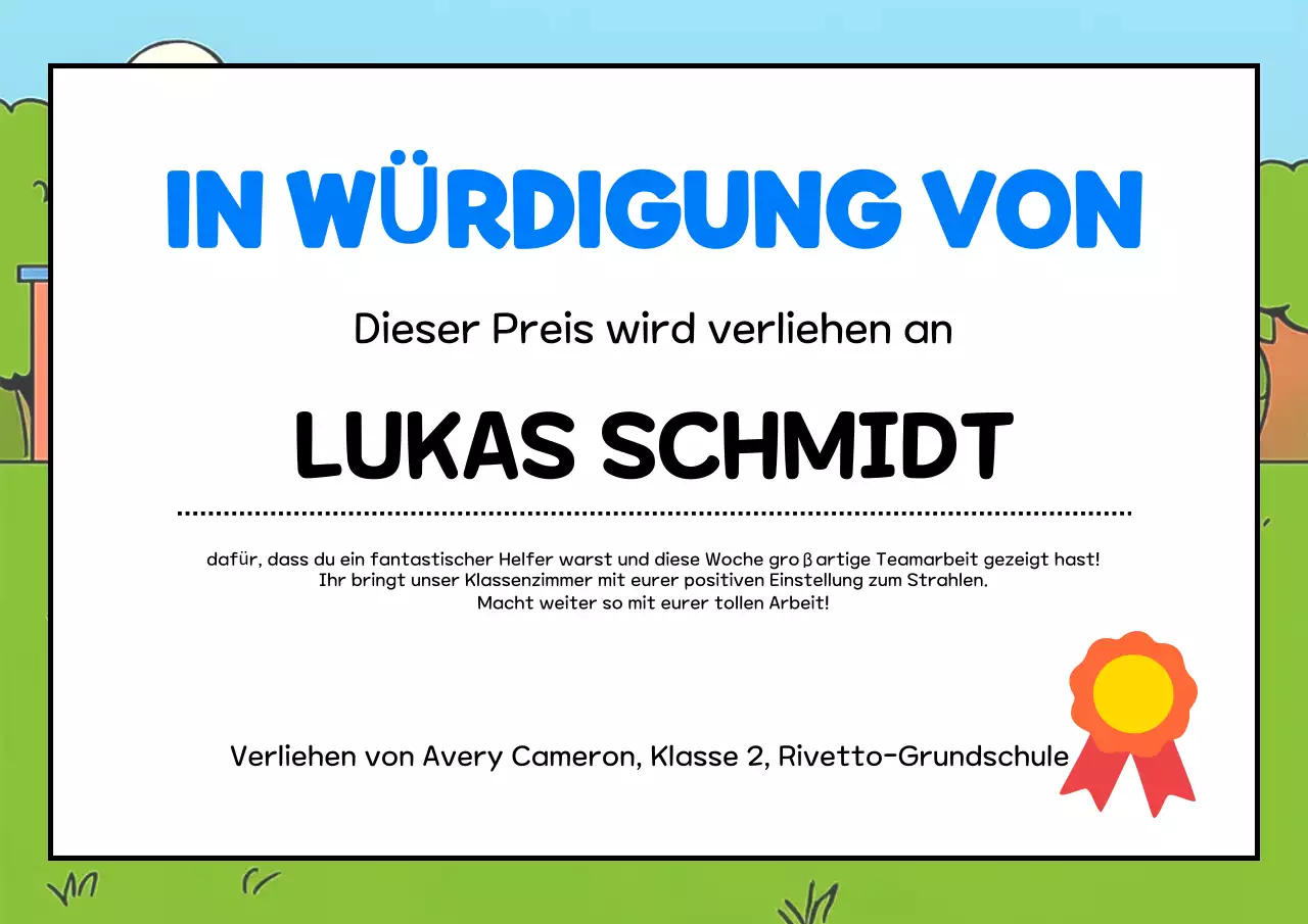 Blaues einfaches Kinder-Preiszertifikat Poster