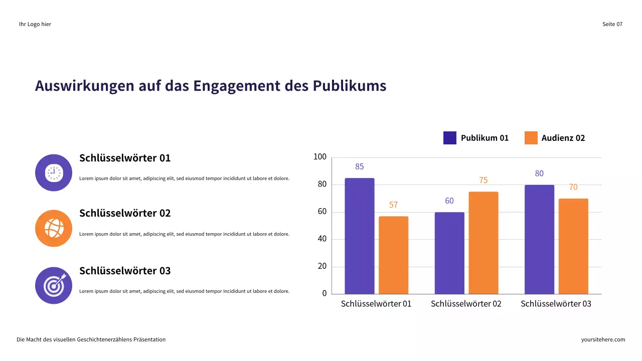 Lila und Orange Illustrative Präsentation „Die Macht des visuellen Geschichtenerzählens“