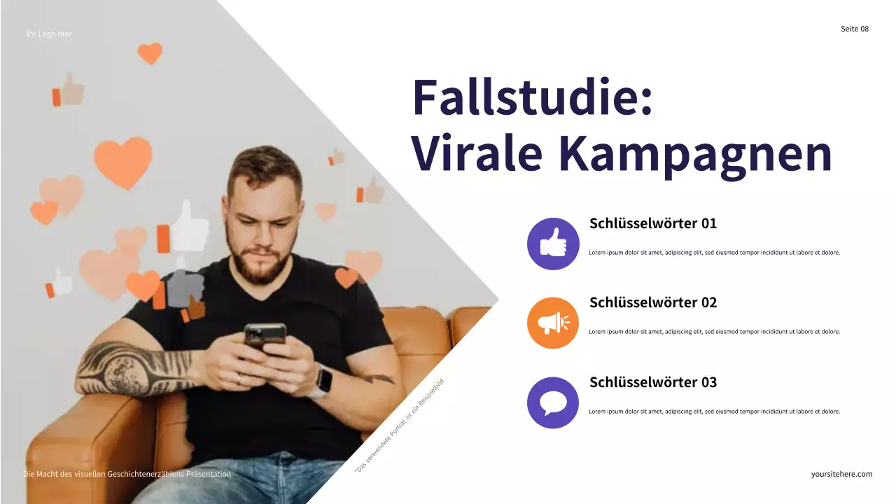 Lila und Orange Illustrative Präsentation „Die Macht des visuellen Geschichtenerzählens“