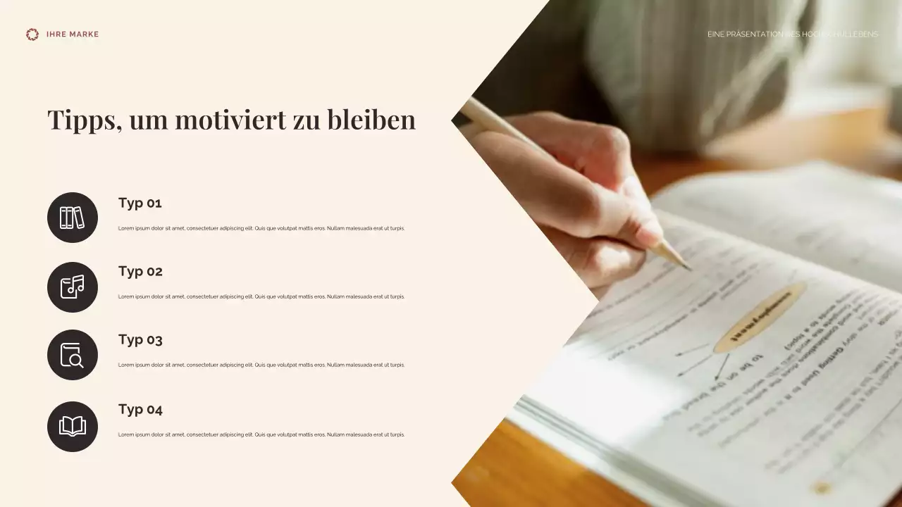 Beige und Blau College-Leben Präsentation