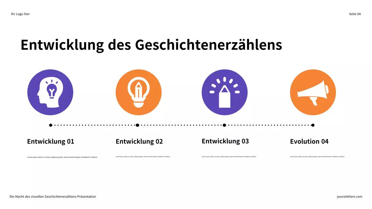 Lila und Orange Illustrative Präsentation „Die Macht des visuellen Geschichtenerzählens“