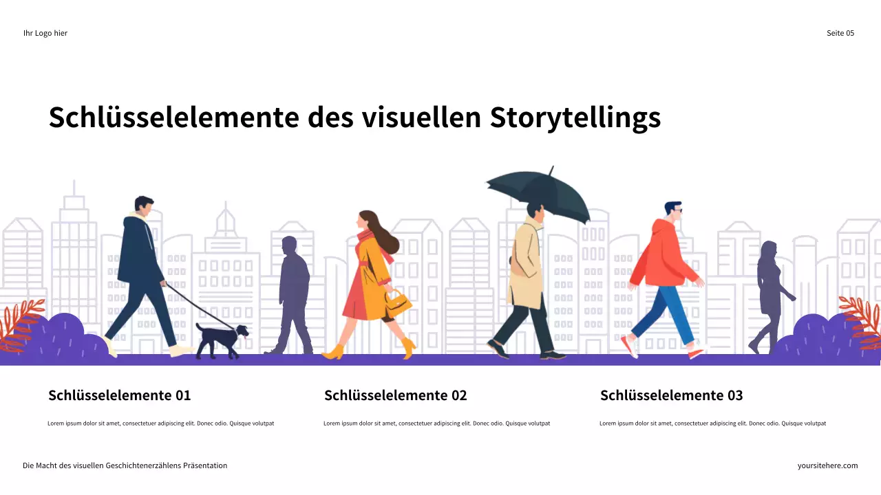 Lila und Orange Illustrative Präsentation „Die Macht des visuellen Geschichtenerzählens“