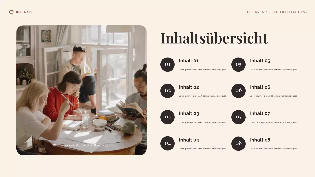 Beige und Blau College-Leben Präsentation