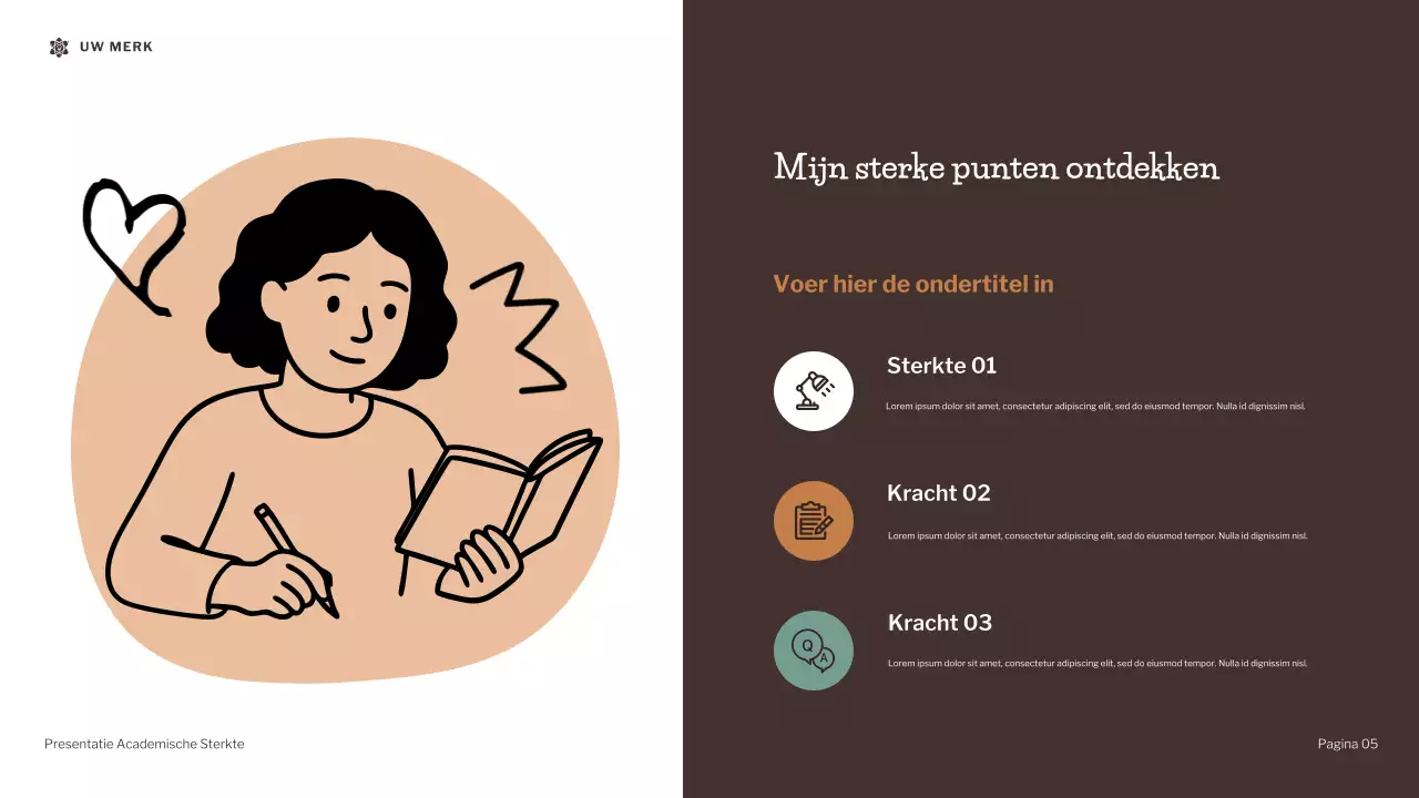 Bruine moderne illustratie academische kracht presentatie