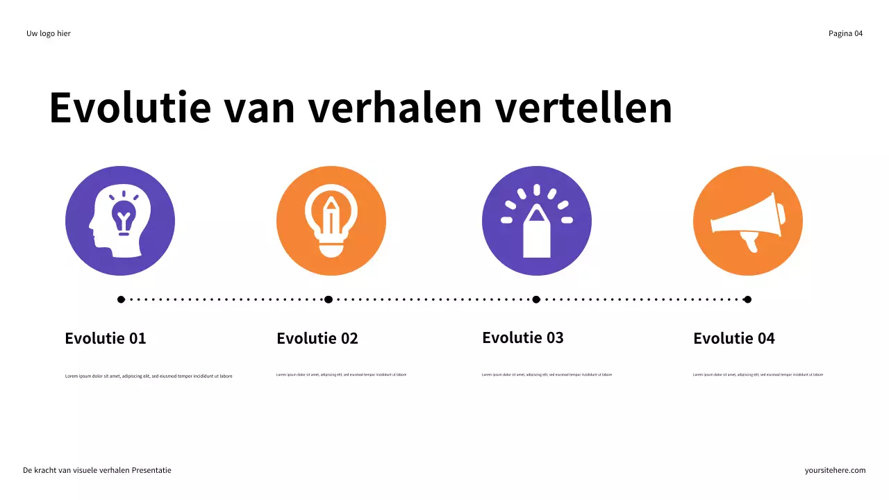 Paars en oranje illustratief De kracht van visueel vertellen Presentatie