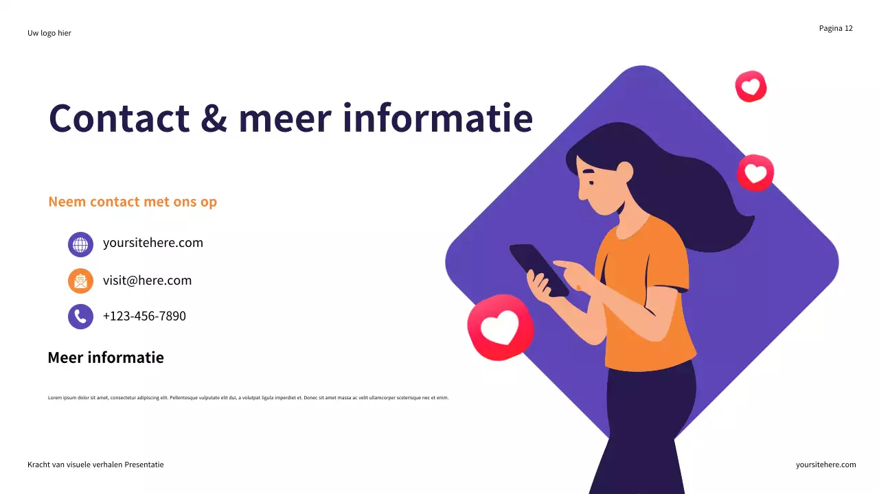 Paars en oranje illustratief De kracht van visueel vertellen Presentatie