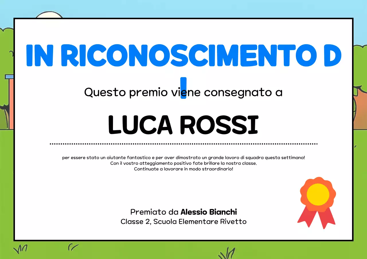 Poster del certificato di premio per bambini Blue Simple
