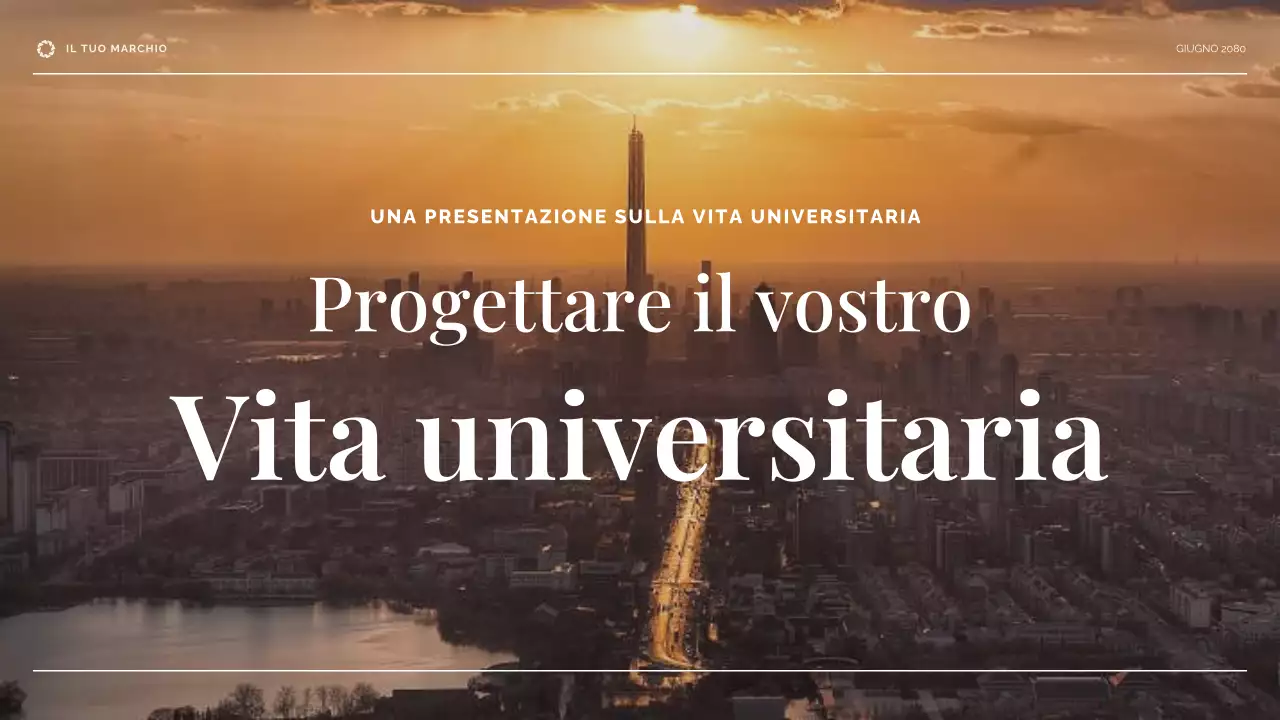 Presentazione della vita universitaria beige e blu