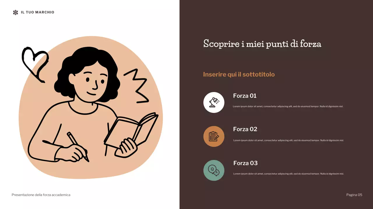 Presentazione sulla forza accademica dell'illustrazione moderna marrone