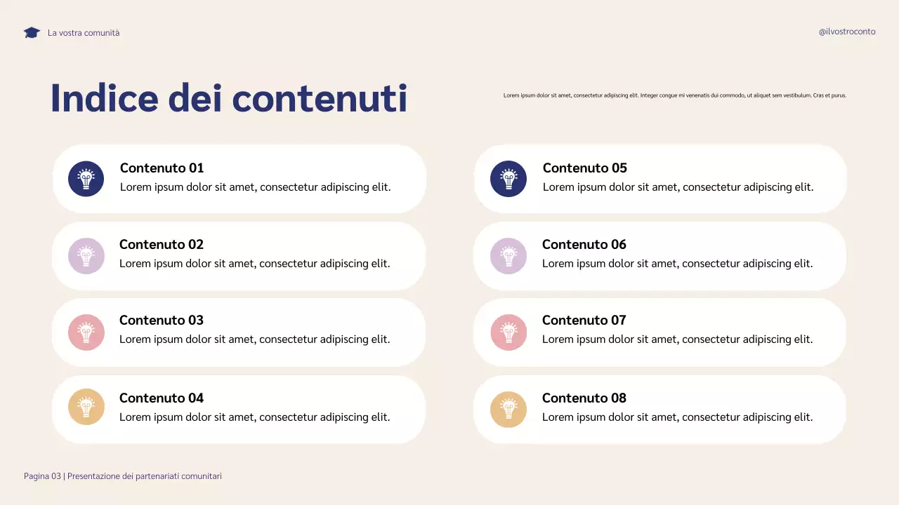 Presentazione illustrativa delle partnership comunitarie blu e viola per il successo degli studenti