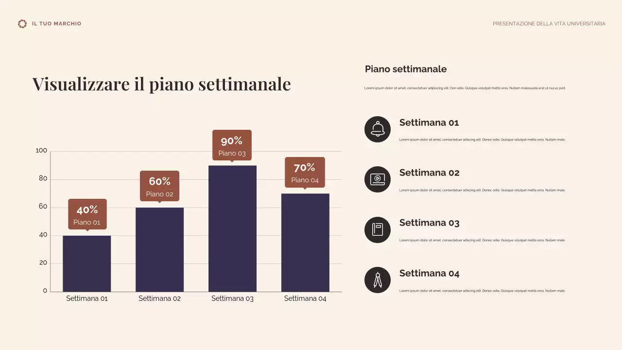 Presentazione della vita universitaria beige e blu