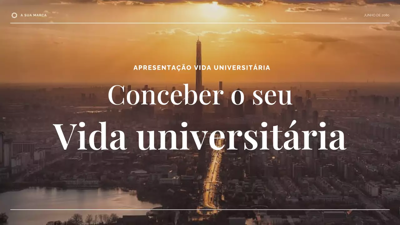 Apresentação da vida universitária em bege e azul