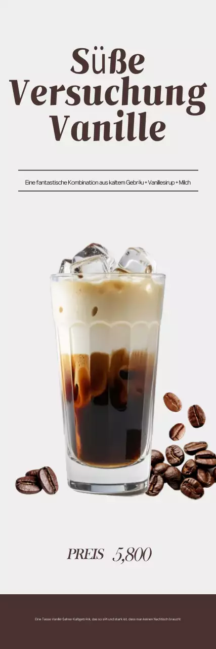 Beige Moderne Kaffeekarte Aktion