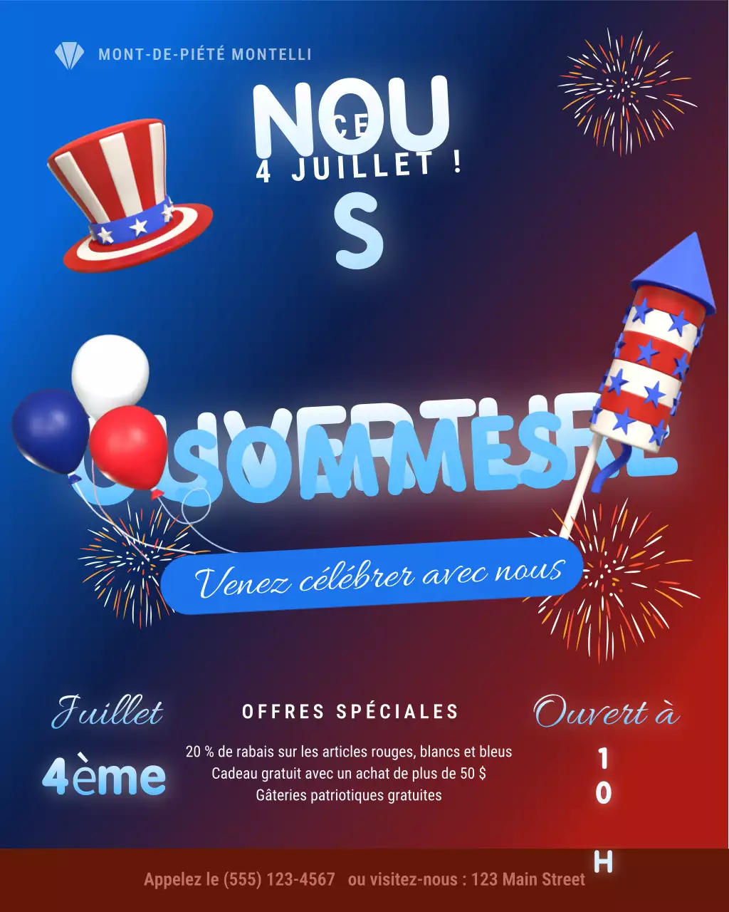 Avis de fêtes du 4 juillet : publication Instagram