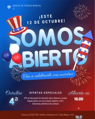 Aviso de operaciones festivas del 4 de julio de diversión festiva azul y roja Publicación de Instagram