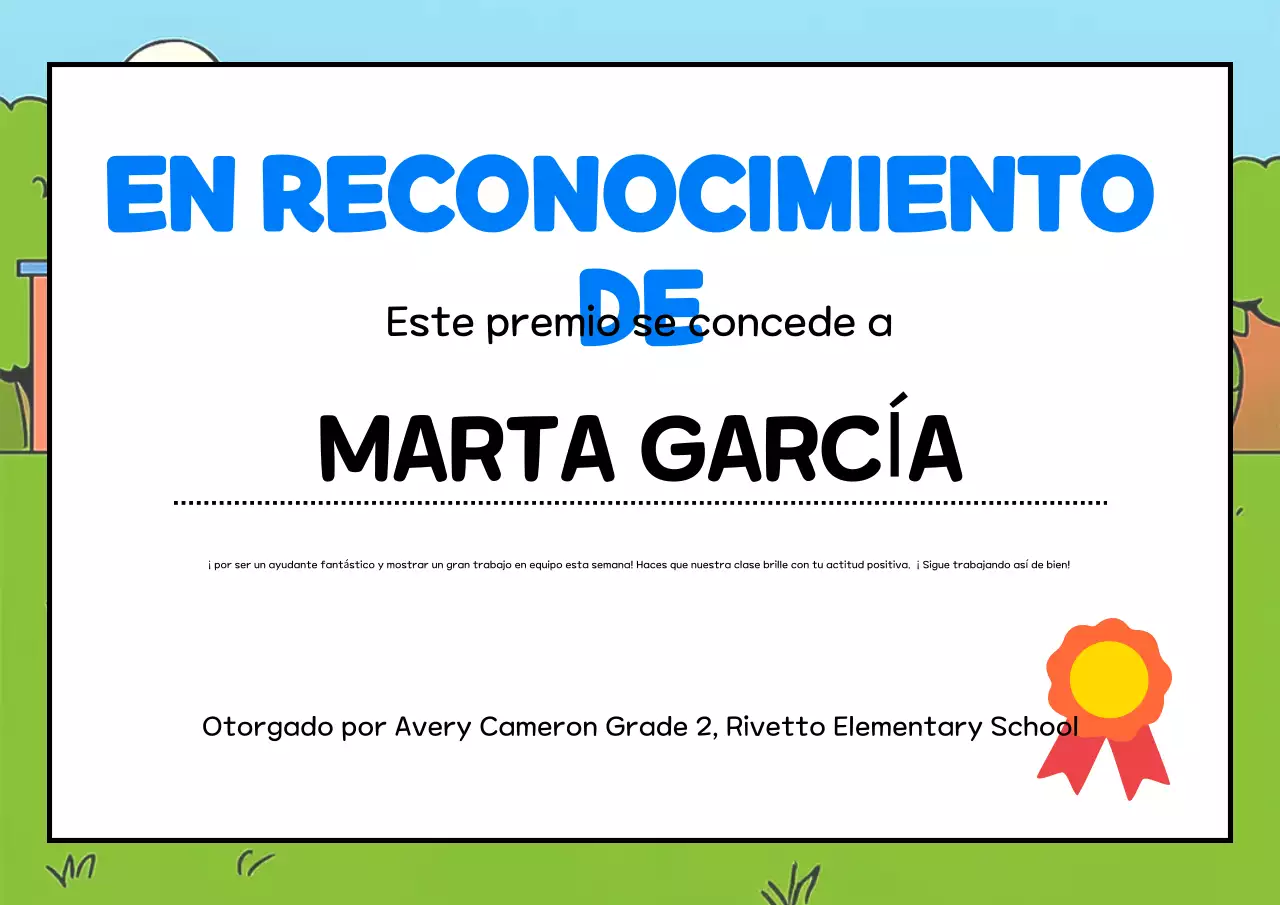 Póster de certificado de premio infantil azul sencillo