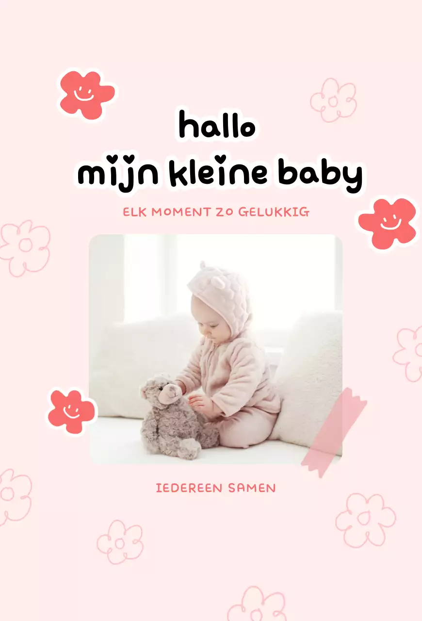 Roze baby, lieflijk ouderschapsansichtkaart