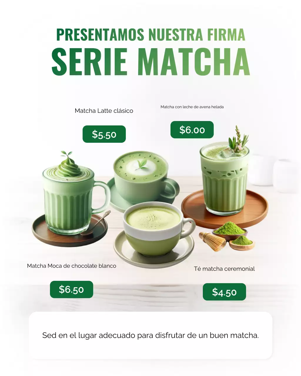 Publicación de Instagram sobre la promoción del matcha Green Modern
